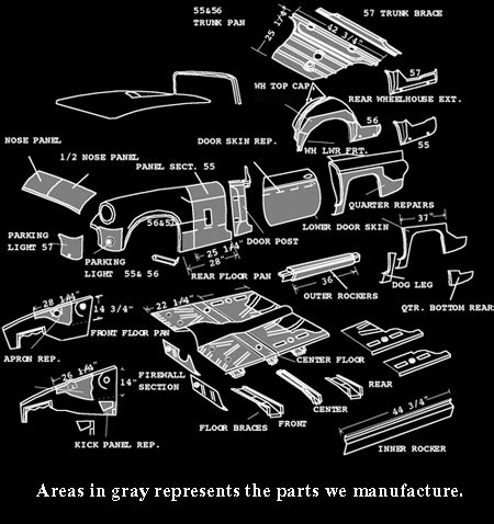 ford thunderbirds metal panels